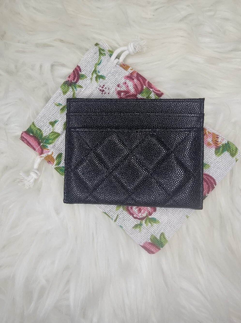 Black Quilted Card Holder Wallet - Women Bags